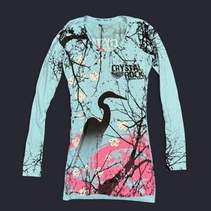 Y2K Crystal Rock by Christian Audigier  long sleeve graphic top / mini dress